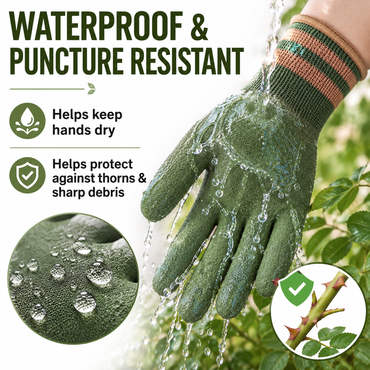 Vigoro® Heavy-Duty Waterproof Gardening & Work Gloves with Anti-Slip Rubber Grip